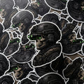 Skull Sticker, Tactical Soldier: Special Ops Helmet Decal, Military Vinyl Art (2.5" x 2.5")
