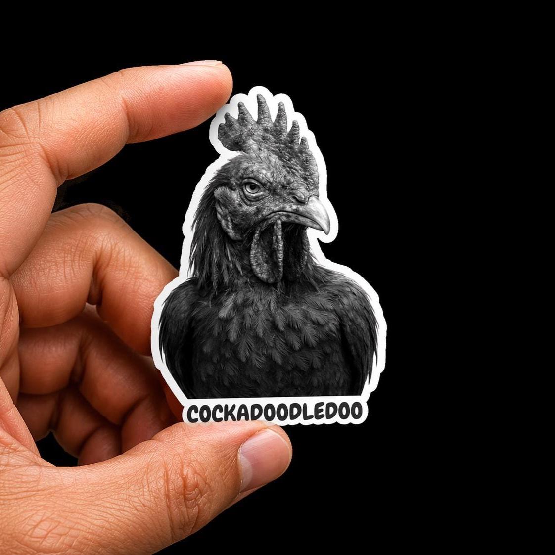 Funny Chicken, Grumpy Rooster Sticker, Funny Bird Meme Decal, Farm Humor Vinyl (2.5" x 2.5")