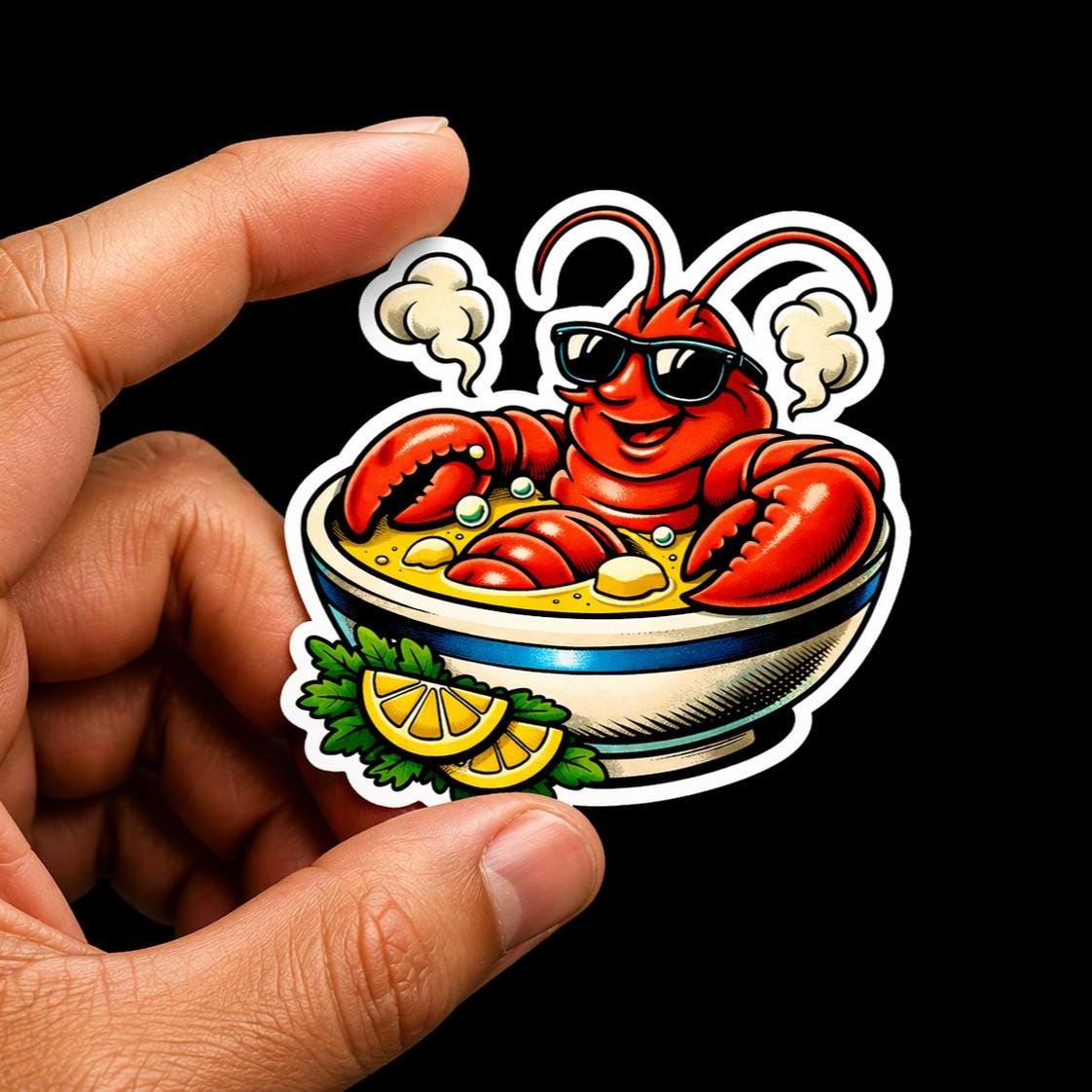 Lobster Sticker, Funny Seafood Decal, Summer Beach Vibes Laptop Water Bottle