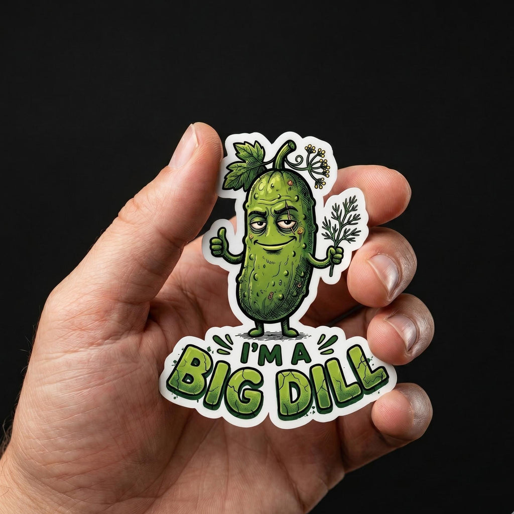 Pickle, I'm A Big Dill Sticker, Funny Pun Food Decal, Waterproof Vinyl Laptop Sticker