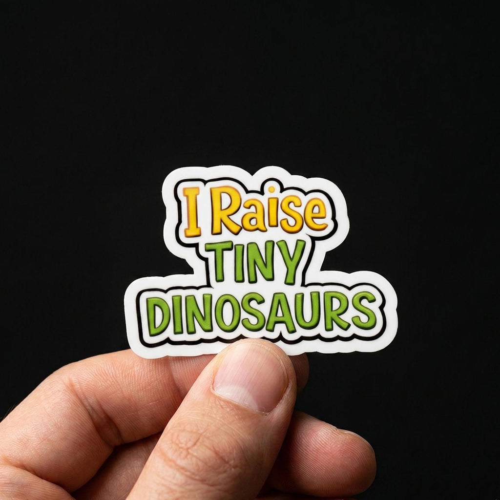 Chicken Lover Gift, I Raise Tiny Dinosaurs Sticker, Funny Chicken Owner Decal, Backyard Humor (Waterproof)