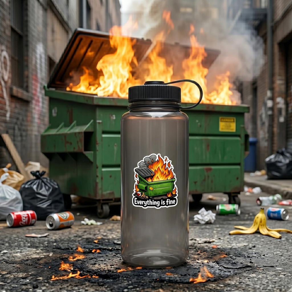 Laptop Sticker, Everything is Fine Dumpster Fire Sticker, Dark Humor Meme Vinyl Decal