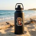 Traditional Tattoo Surfer Sticker, Blonde Hair Hawaiian Shirt Decal (2.5"x2.5")