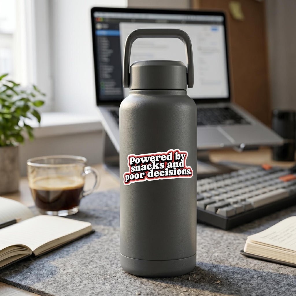 Funny Sticker, Poor Decisions Sticker, Snack Meme Decal, Laptop Water Bottle