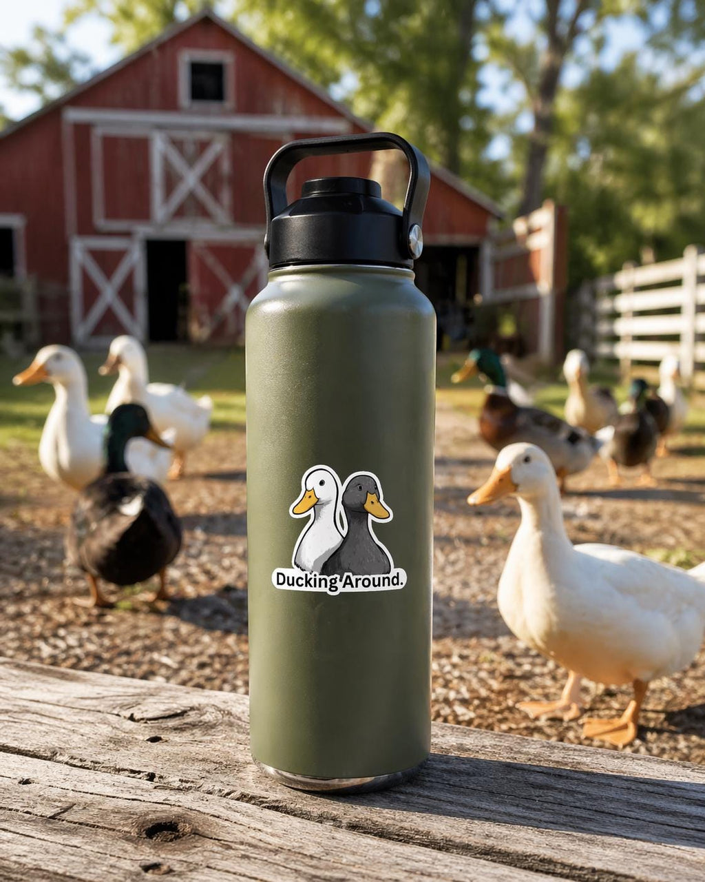 Ducking Around Vinyl Sticker, Funny Pun Duck Decal, Waterproof Animal Humor