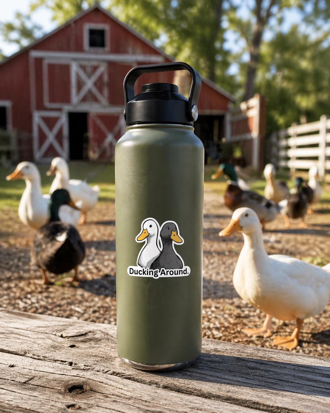 Ducking Around Vinyl Sticker, Funny Pun Duck Decal, Waterproof Animal Humor