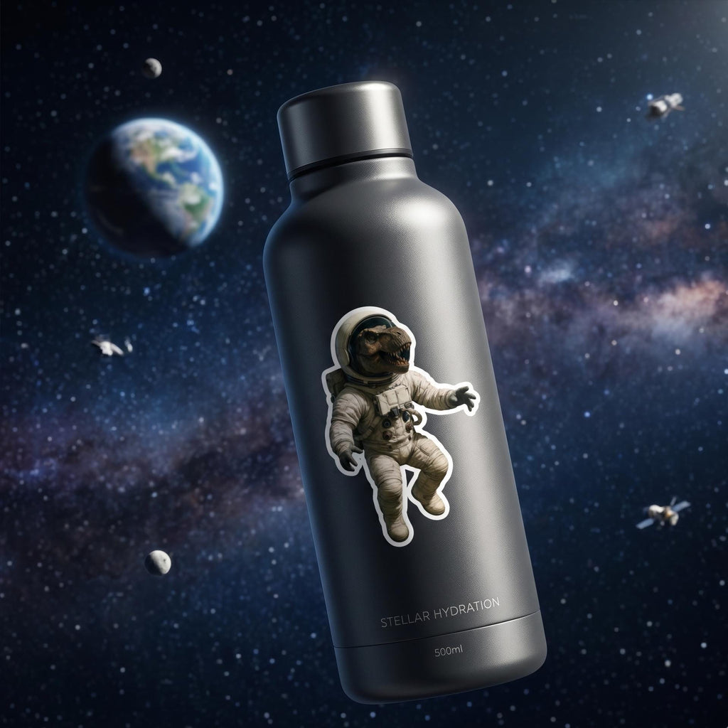 T-Rex in Space Suit Sticker, Dinosaur Galaxy Vinyl Decal (Waterproof)