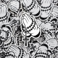 Praying Hands Rosary Sticker, Christian Cross Vinyl Decal, Catholic Faith Water Bottle Sticker