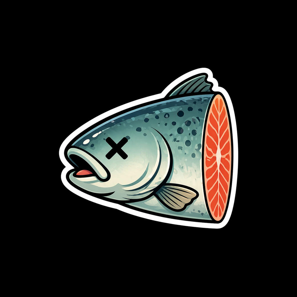 Water Bottle Sticker, Funny Dead Fish, Fishing Gift, Salmon Vinyl Decal, Dark Humor Fish, Waterproof, Fishing Joke, tackle box