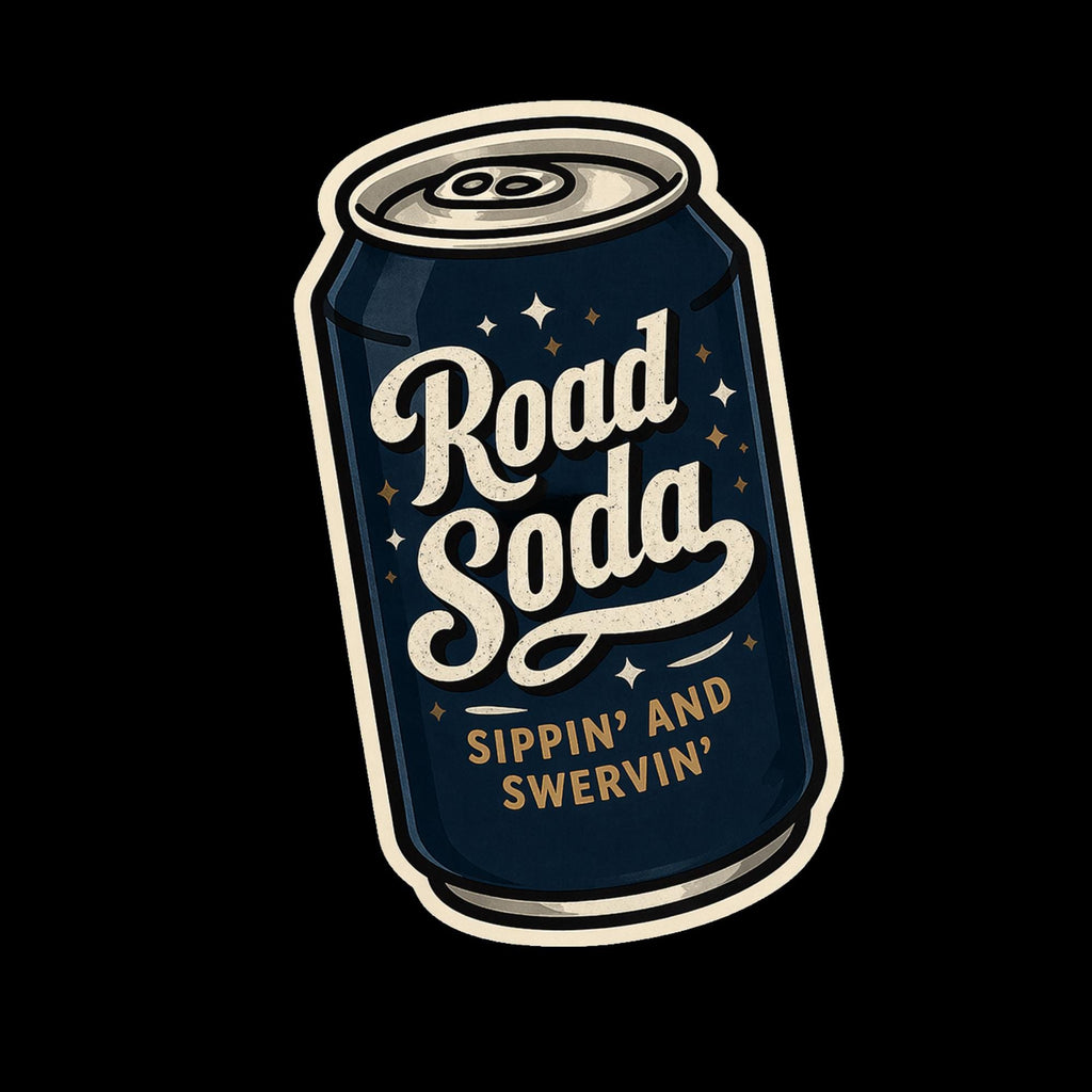 Road Soda Beer Can Sticker, Vintage Humor Decal (Waterproof)