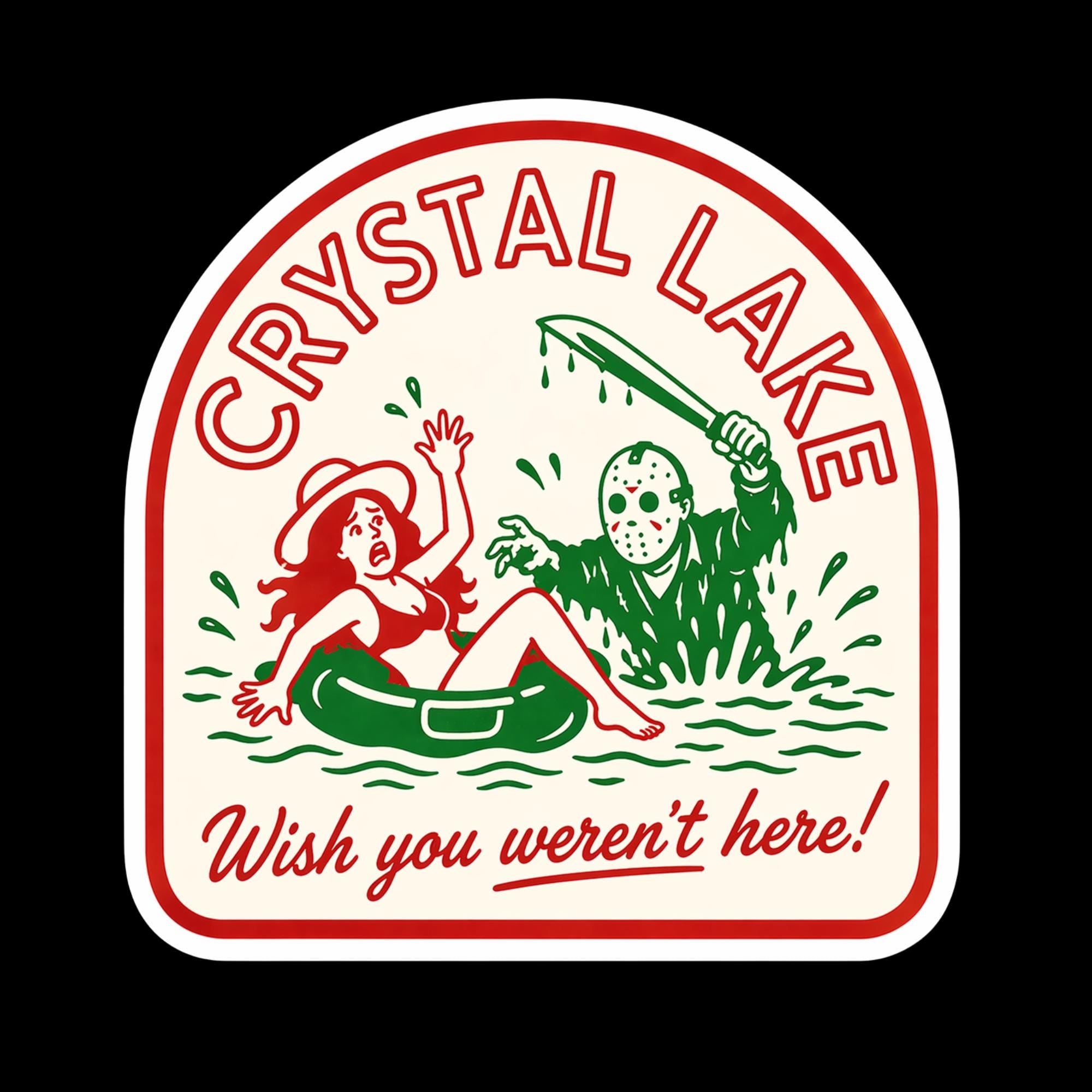 Crystal Lake Horror Sticker, Retro Slasher Movie Decal, Waterproof Vinyl (2.5 inch)