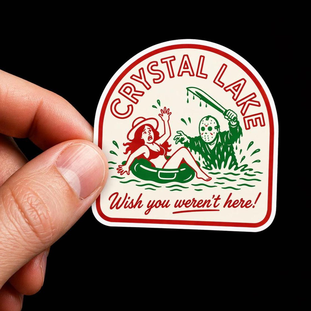 Crystal Lake Horror Sticker, Retro Slasher Movie Decal, Waterproof Vinyl (2.5 inch)