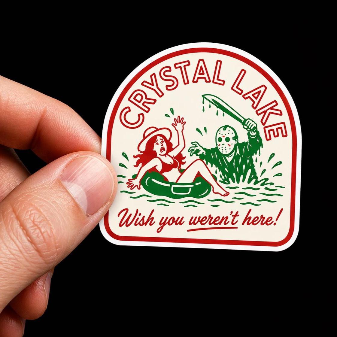 Crystal Lake Horror Sticker, Retro Slasher Movie Decal, Waterproof Vinyl (2.5 inch)