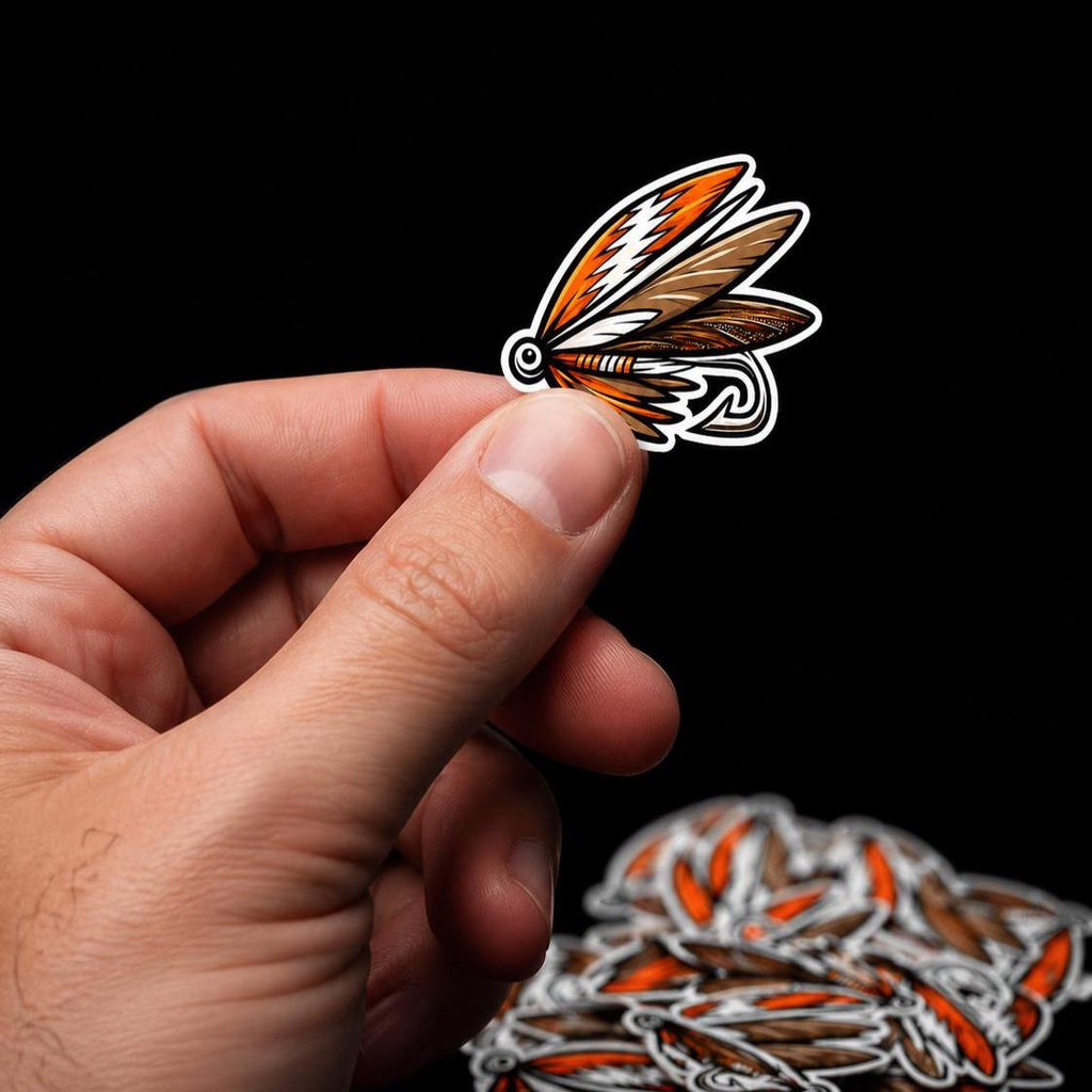 Fly Fishing Lure Stickers (4pc) – Trout Bait, Angler Decals, Tackle Box Vinyl