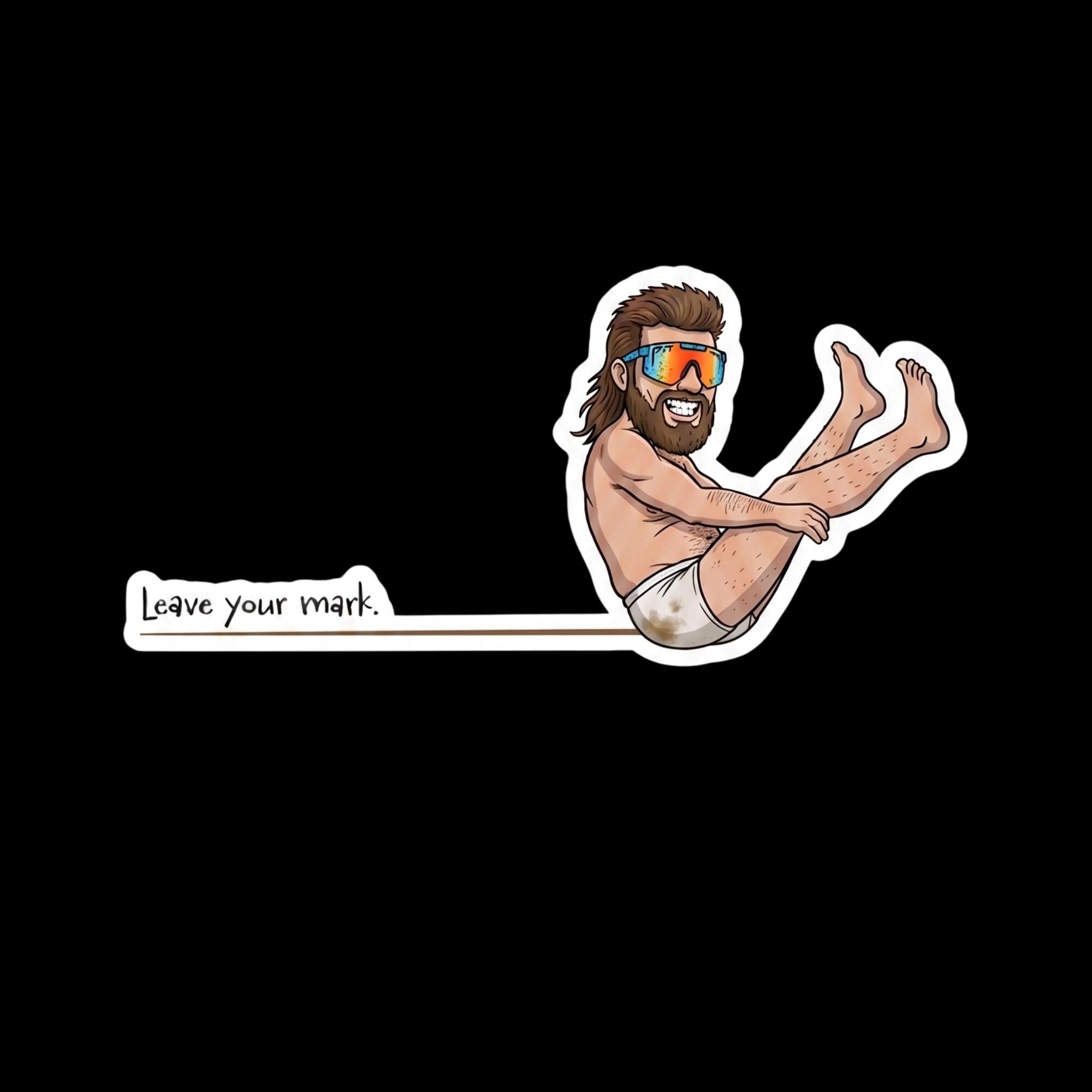 Funny Mullet Man Sticker, Offensive Humor Decal, Water Bottle Laptop Car Sticker
