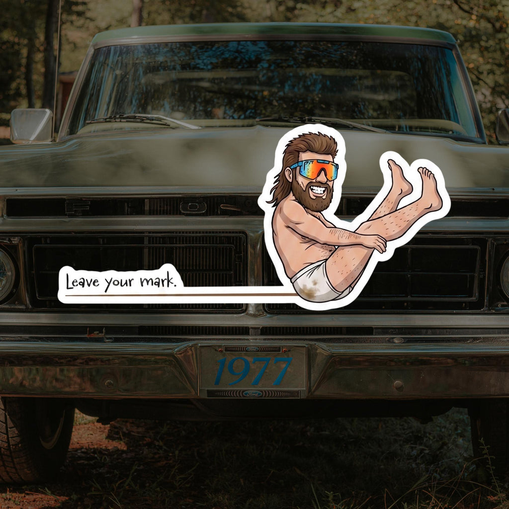 Funny Mullet Man Sticker, Offensive Humor Decal, Water Bottle Laptop Car Sticker