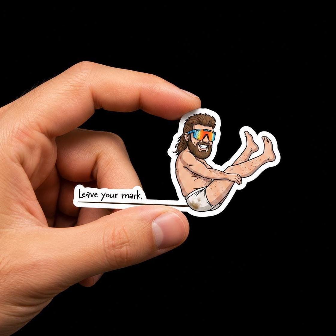 Funny Mullet Man Sticker, Offensive Humor Decal, Water Bottle Laptop Car Sticker