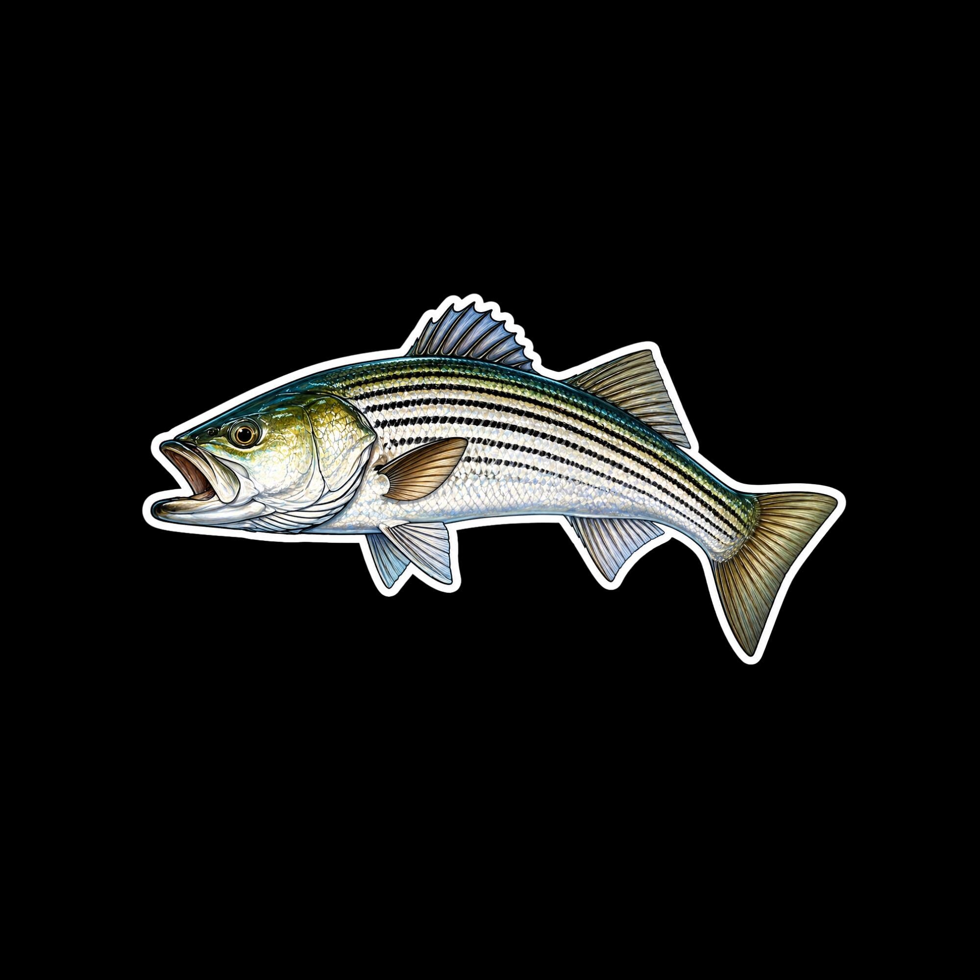 Striped Bass Fishing Sticker Set, Scale Pattern Angler Decals (3pc)
