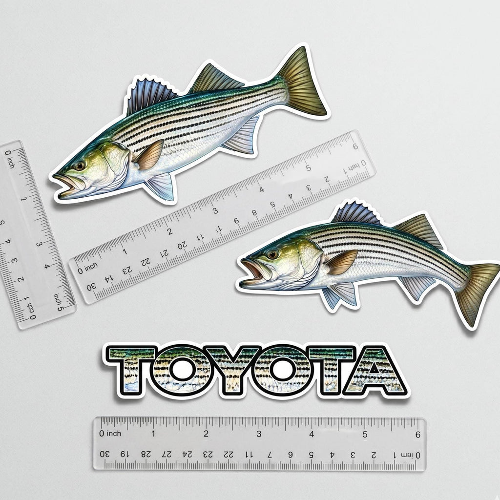Striped Bass Fishing Sticker Set, Scale Pattern Angler Decals (3pc)