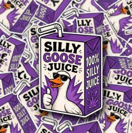 Silly Goose Juice, Funny Goose Meme Decal, Waterproof Vinyl Laptop Sticker