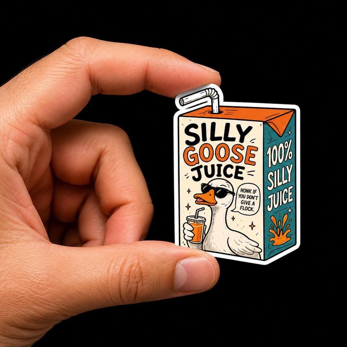 Silly Goose Juice, Funny Goose Meme Decal, Waterproof Vinyl Laptop Sticker