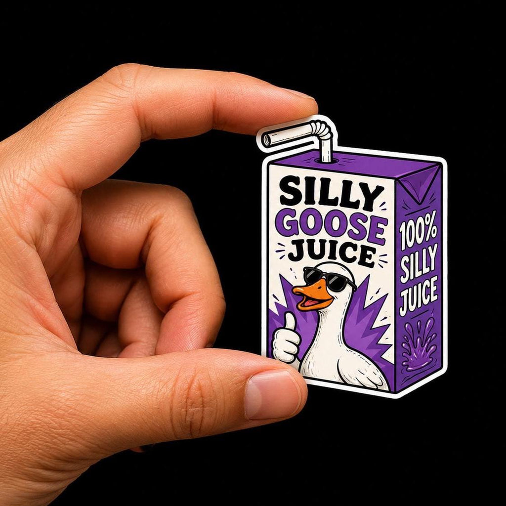 Silly Goose Juice, Funny Goose Meme Decal, Waterproof Vinyl Laptop Sticker