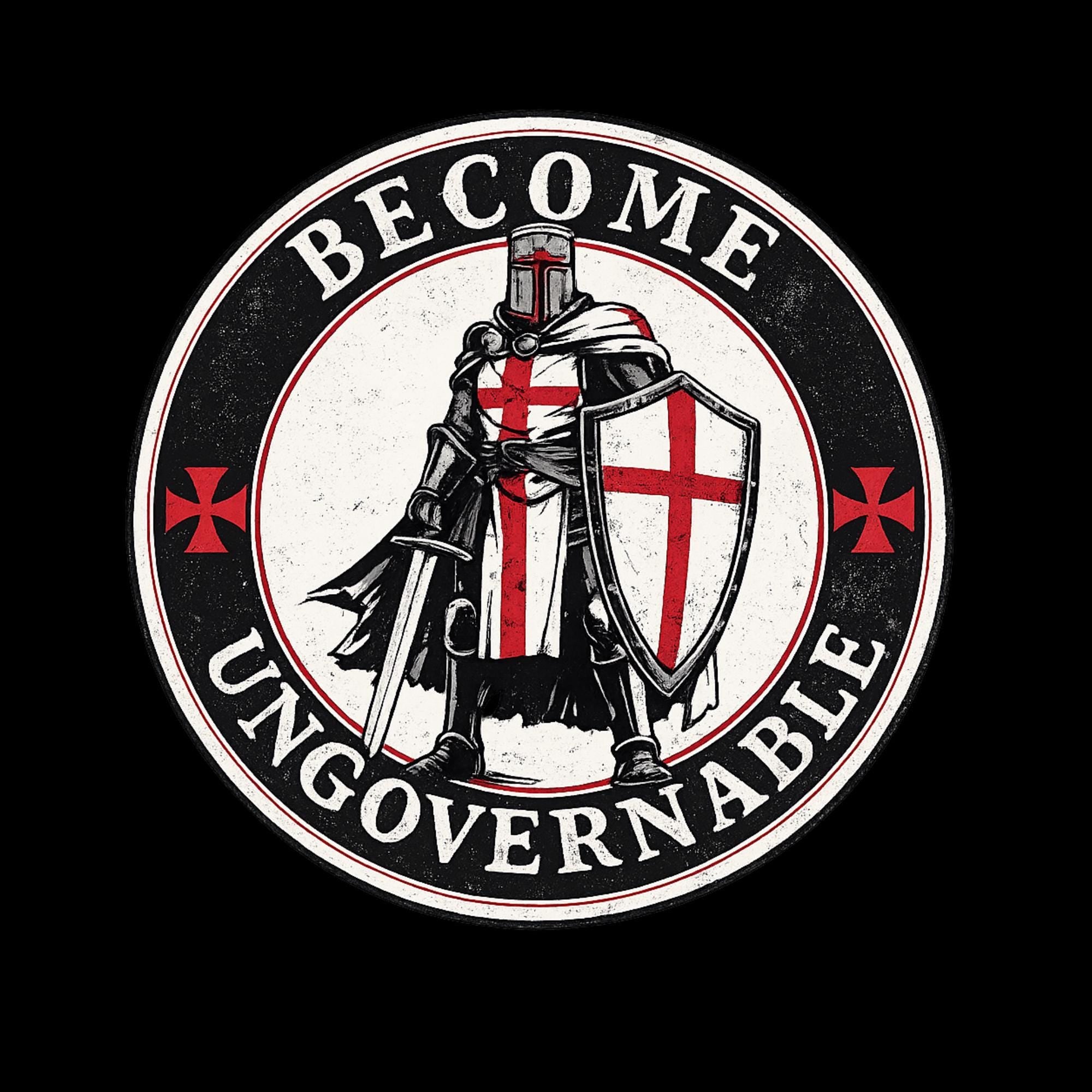 Become Ungovernable Crusader Knight Sticker, Medieval Templar Decal, Vinyl Laptop Water Bottle Graphic