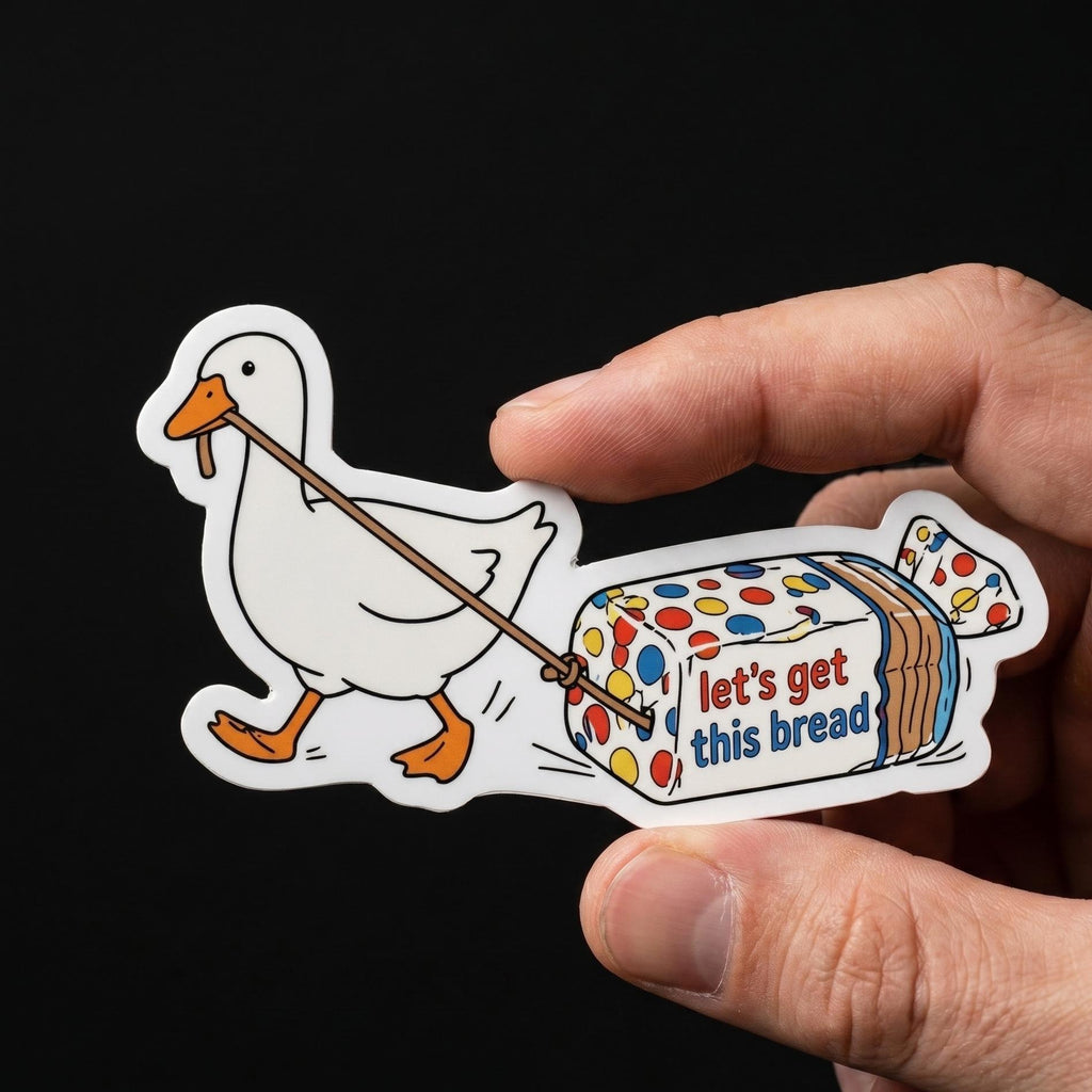 Funny Goose Sticker, Let's Get This Bread Decal, Food Pun Laptop Sticker Gift
