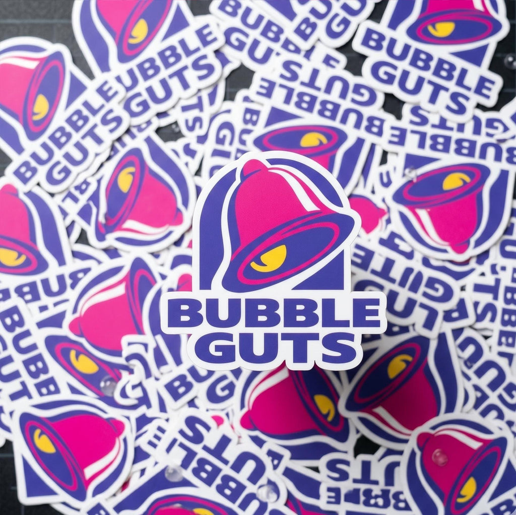 Bubble Guts Taco Parody Sticker, Funny Fast Food Meme Decal (Waterproof Vinyl)