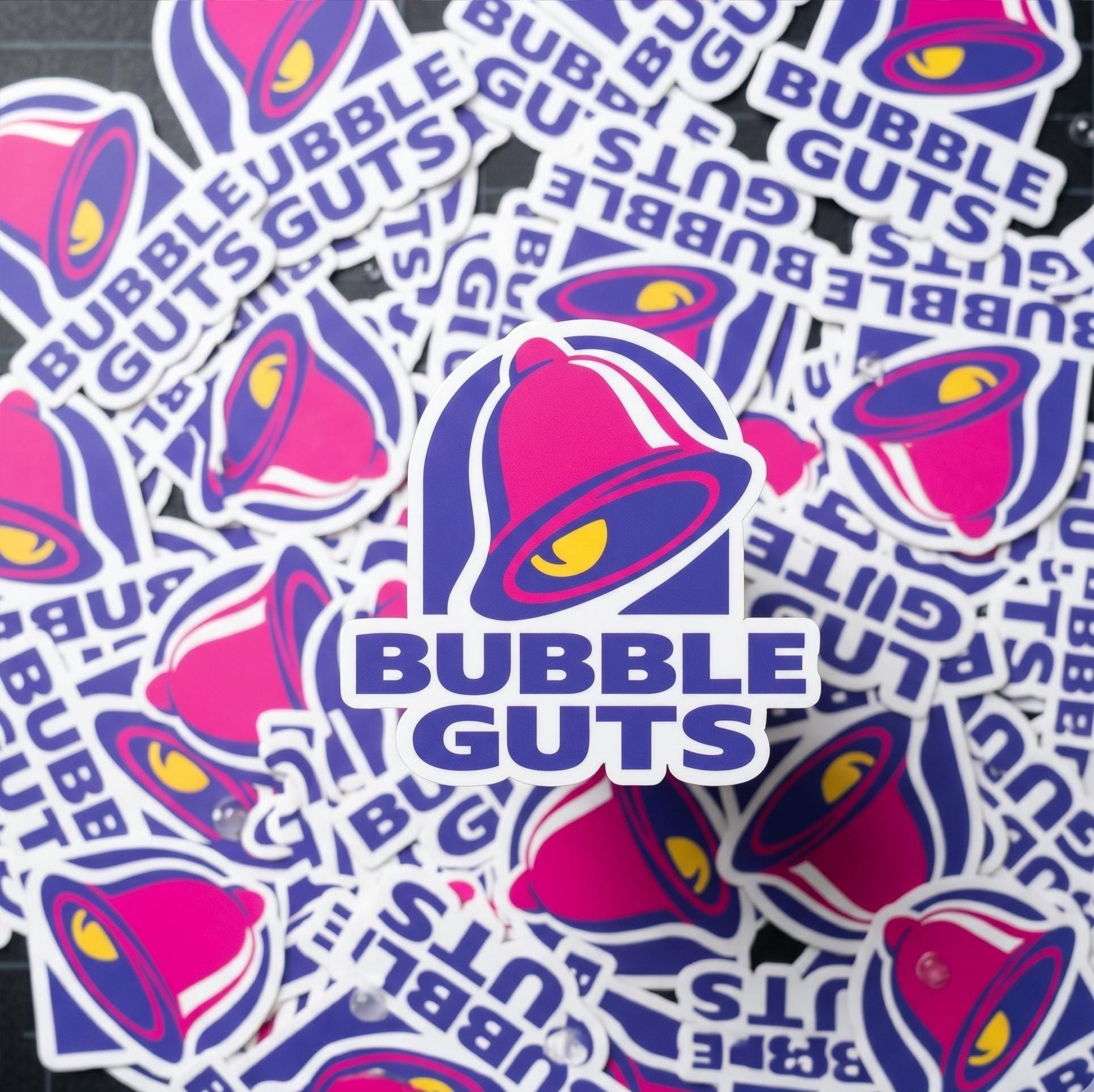 Bubble Guts Taco Parody Sticker, Funny Fast Food Meme Decal (Waterproof Vinyl)