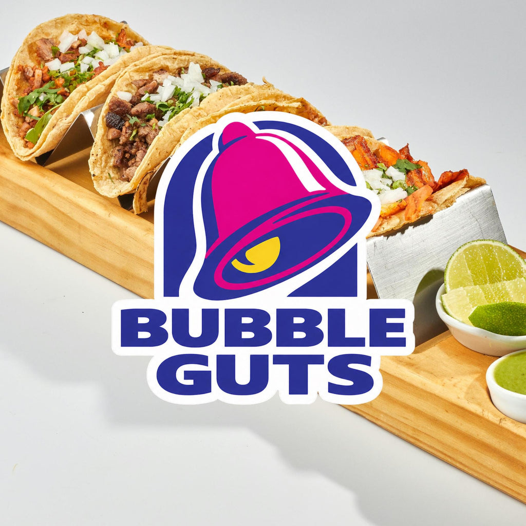 Bubble Guts Taco Parody Sticker, Funny Fast Food Meme Decal (Waterproof Vinyl)