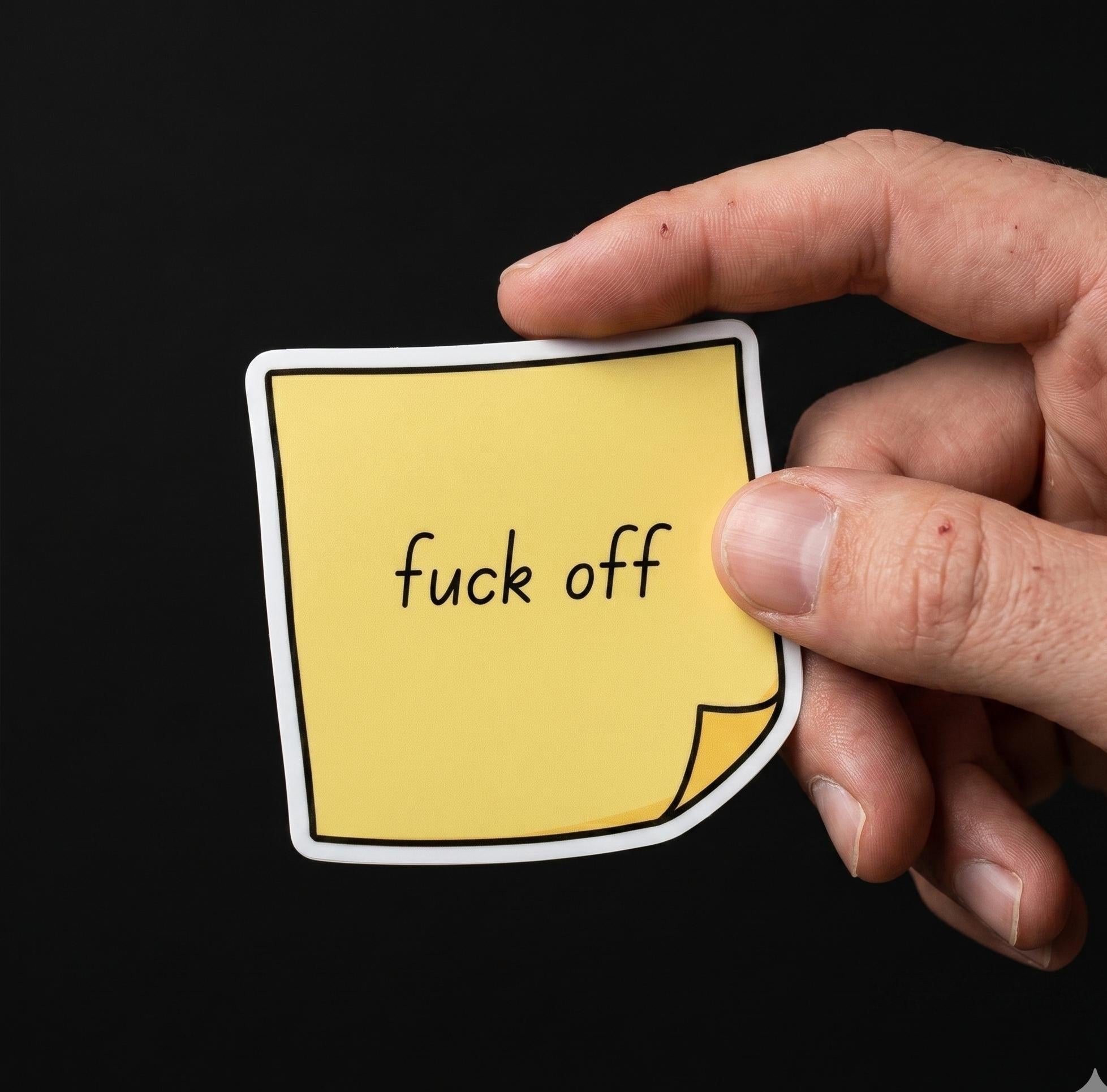 Funny Sticky Note F*ck Off Sticker, Sarcastic Office Humor Decal